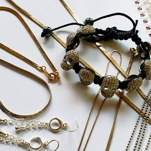 Jewelry Silver 925 Gold Tone Necklaces Bracelets Craft Lot Bundle 7pc